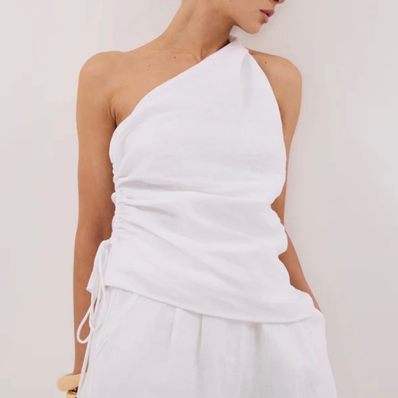 NEW Dissh Finny Linen Sleeveless Top & Holden Linen Pants SET in White Size 4 - Picture 1 of 2